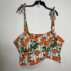 ModCloth x Collectif orange pattern cropped tank top women's size 26 plus size